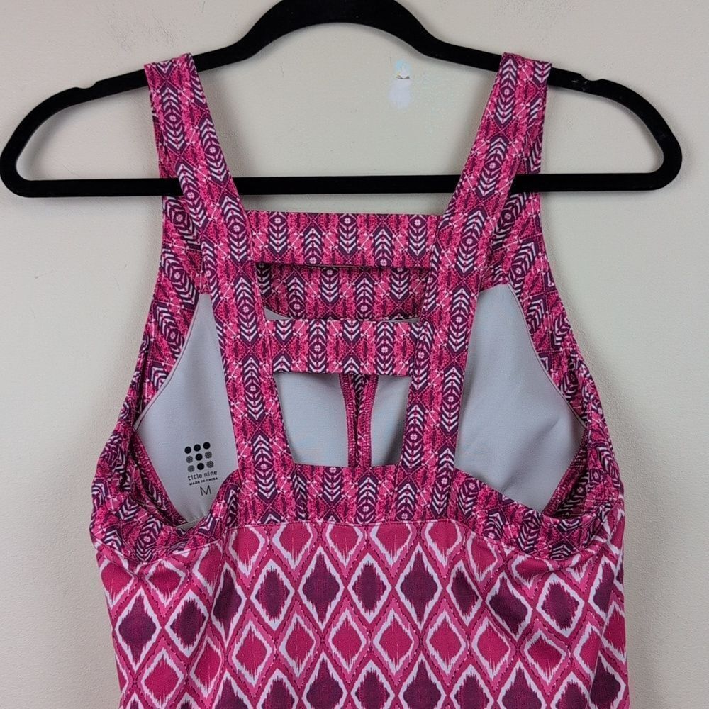 Title Nine Pink Turkish Tile Ladder Back Built-in Bra Activewear Dress Size M - Picture 9 of 12